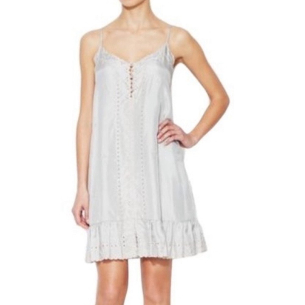 BCBGMaxAzrea Xandra Silk Slip Dress with Embroidered‎ Details